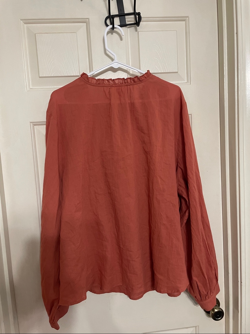 a.n.a Rust Ruffle Henley Blouse - Picture 4 of 4